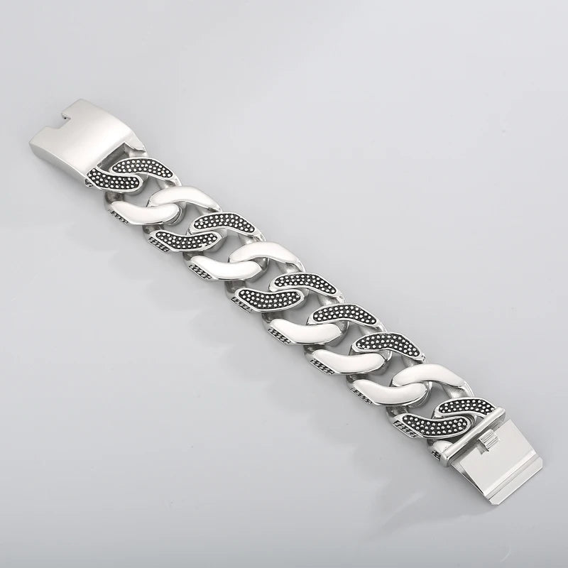 30MM Stainless Steel Mesh Chain Bracelet for Men Silver Color.