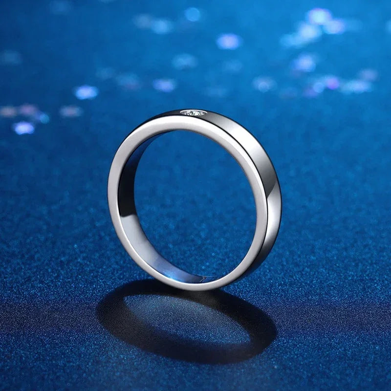 Mens Silver Moissanite Gemstone Lab Diamond Gold Plated Ring