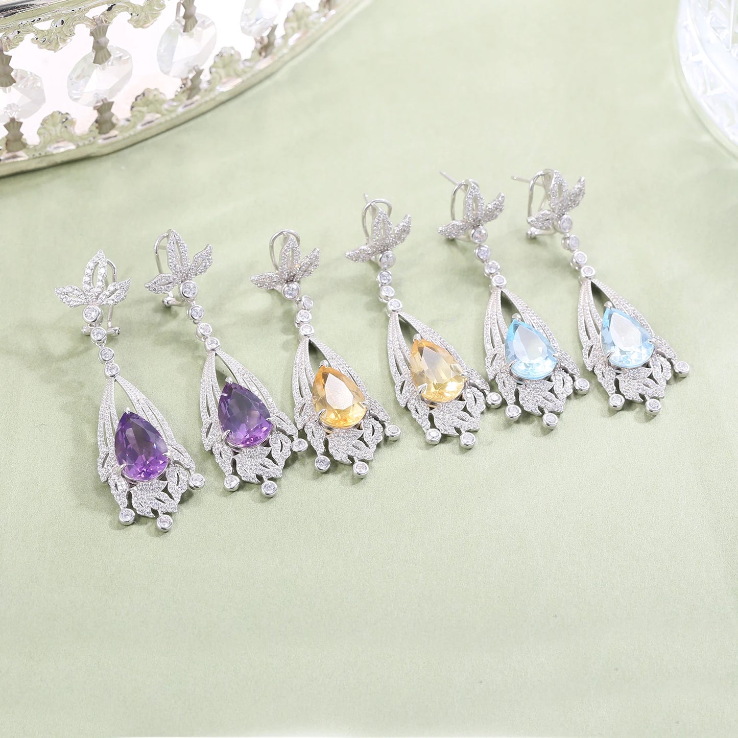 Amethyst Statement Earrings in 925 Sterling Silver Chandelier Earrings