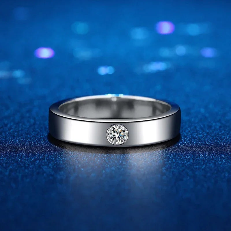 Mens Silver Moissanite Gemstone Lab Diamond Gold Plated Ring