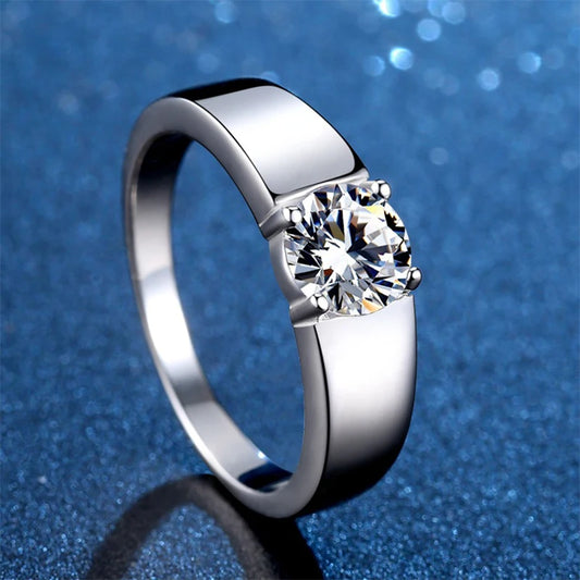 Men's Moissanite 925 Sterling Silver Wedding Band Ring