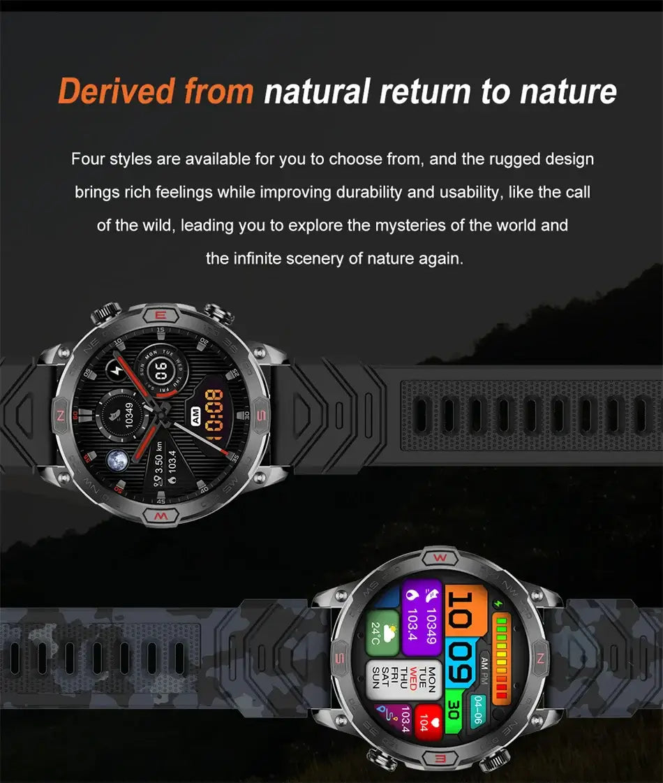 Smart Watch Mens 1.43-Inch HD AMOLED Screen GPS Compass Bluetooth. fashion smart Watch,Fit Bit Mens Watch,Mens Smart Watch