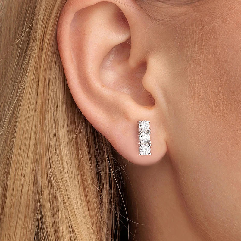 Check Out Our Mobile Watch Price, Womens Plated White Gold Stone Moissanite Stud Earrings