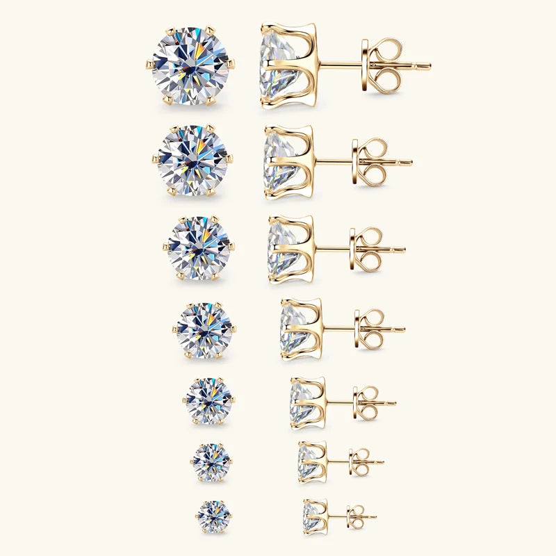 925 Silver Round Moissanite Stud Earrings for Women