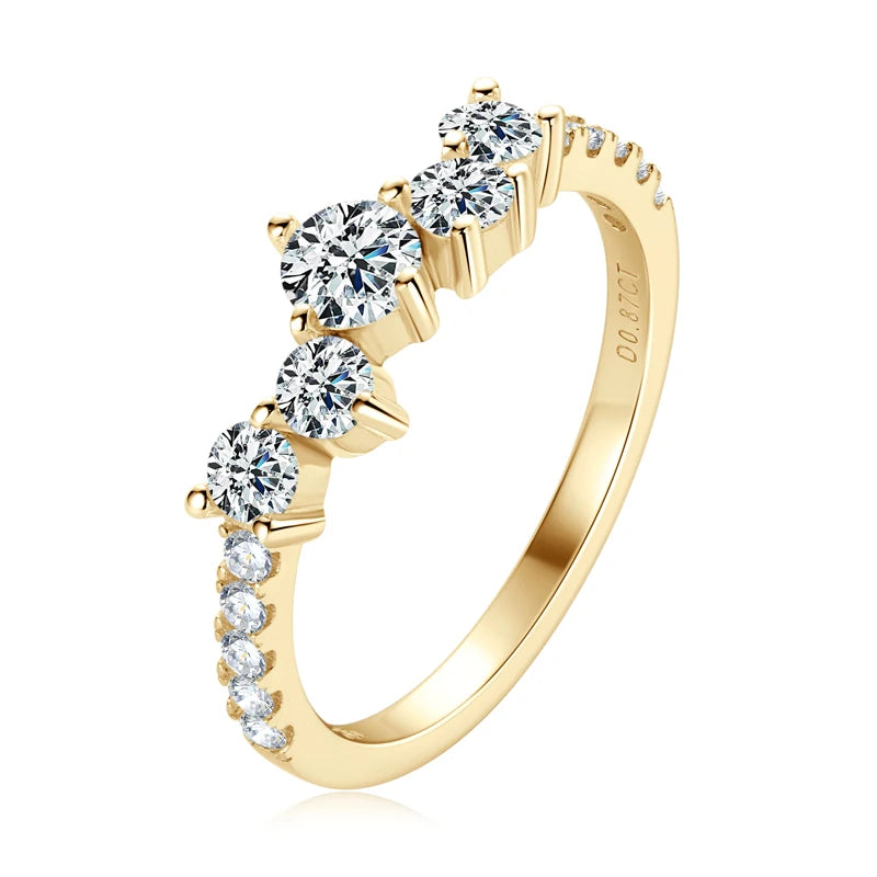 Womens Silver Plated 18k Gold Lab Diamond Moissanite Ring