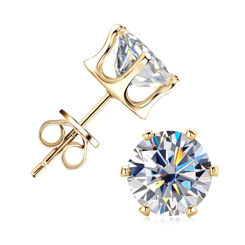 925 Silver Round Moissanite Stud Earrings for Women