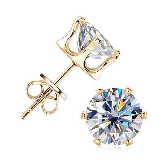 925 Silver Round Moissanite Stud Earrings for Women