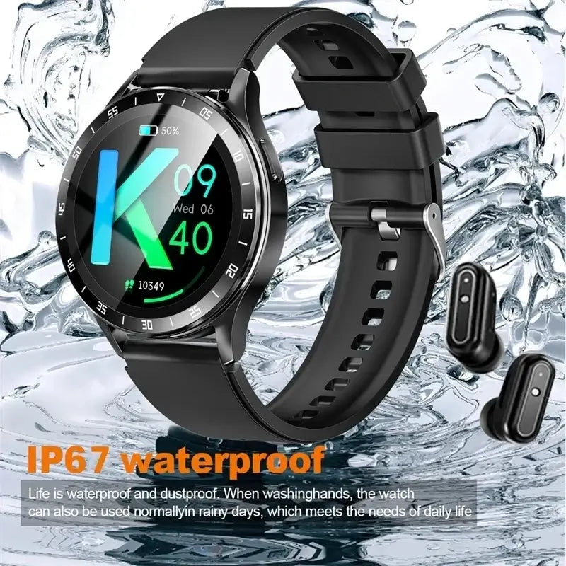 Mens 2 in 1 Wireless Bluetooth Blood Pressure Heart Rate Smart Watch. fashion smart Watch,Fit Bit Mens Watch,Mens Smart Watch