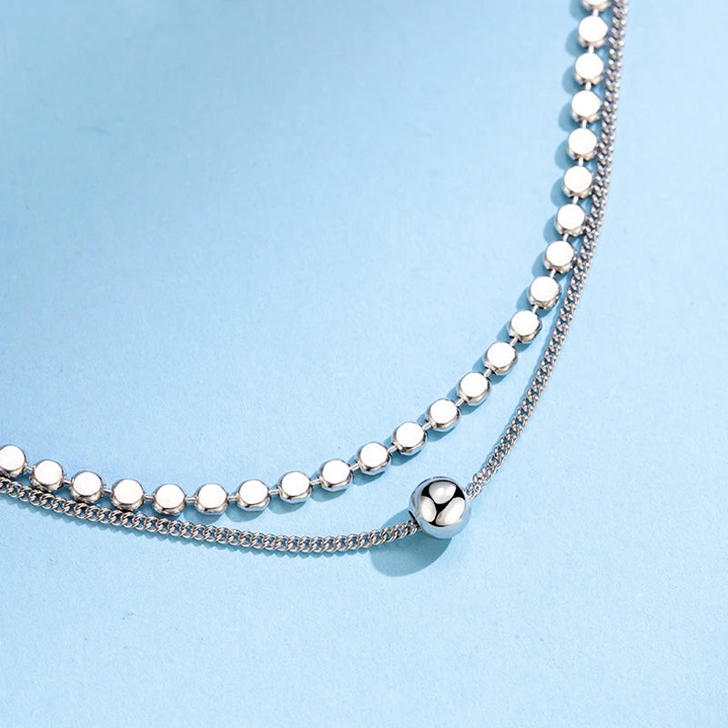 Women's 925 Sterling Silver Bead Double Layer Bracelets