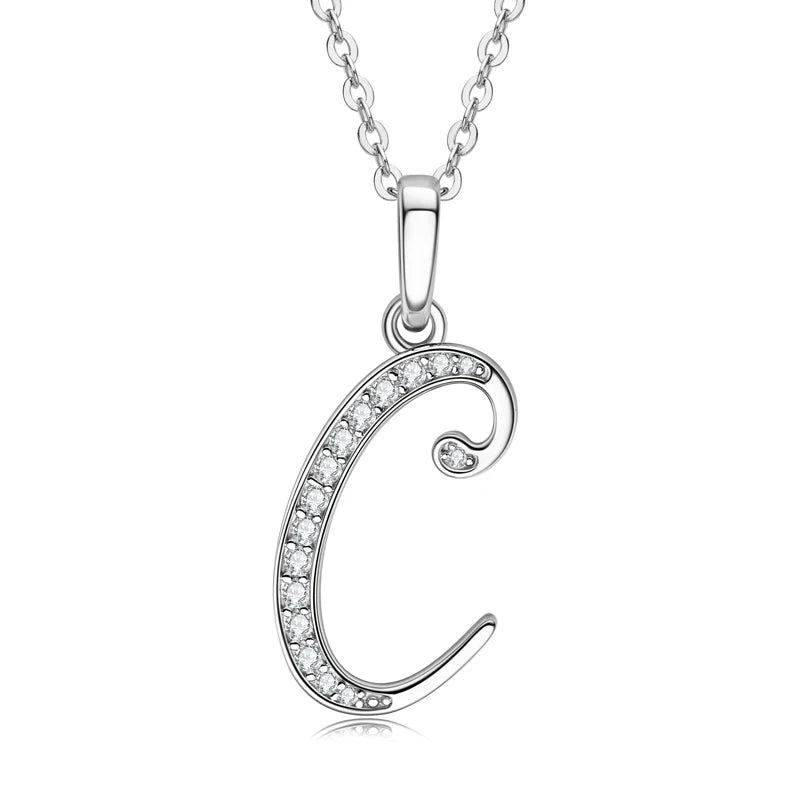 Couples Letter Initial Name Moissanite Necklace 925 Silver
