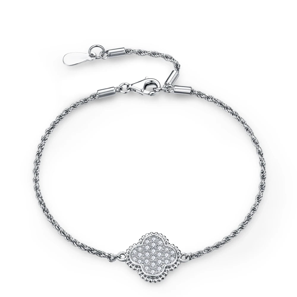 Women's Moissanite Sterling Silver Chain Bezel  Bracelet