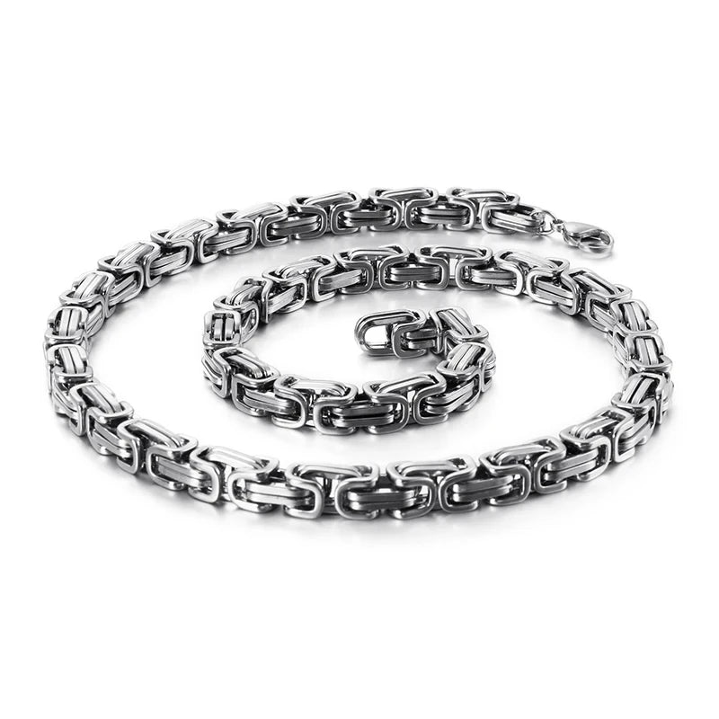 Mens/Women 4/5/6/8mm Byzantine Chain Link Fashion Necklace