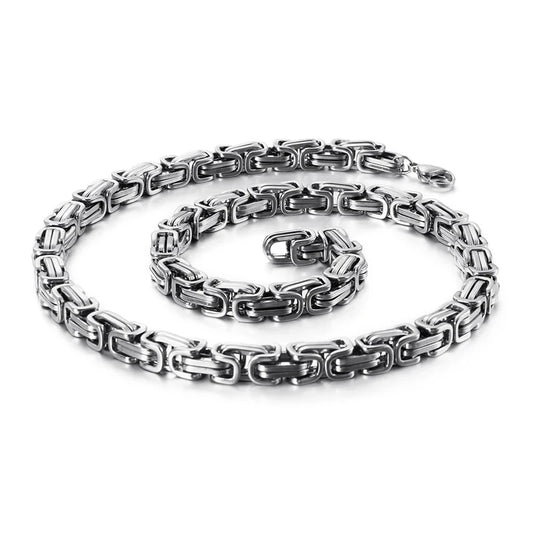 Mens/Women 4/5/6/8mm Byzantine Chain Link Fashion Necklace