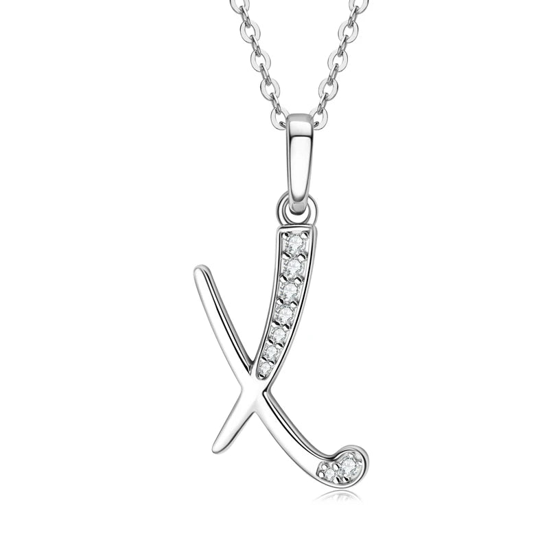Couples Letter Initial Name Moissanite Necklace 925 Silver