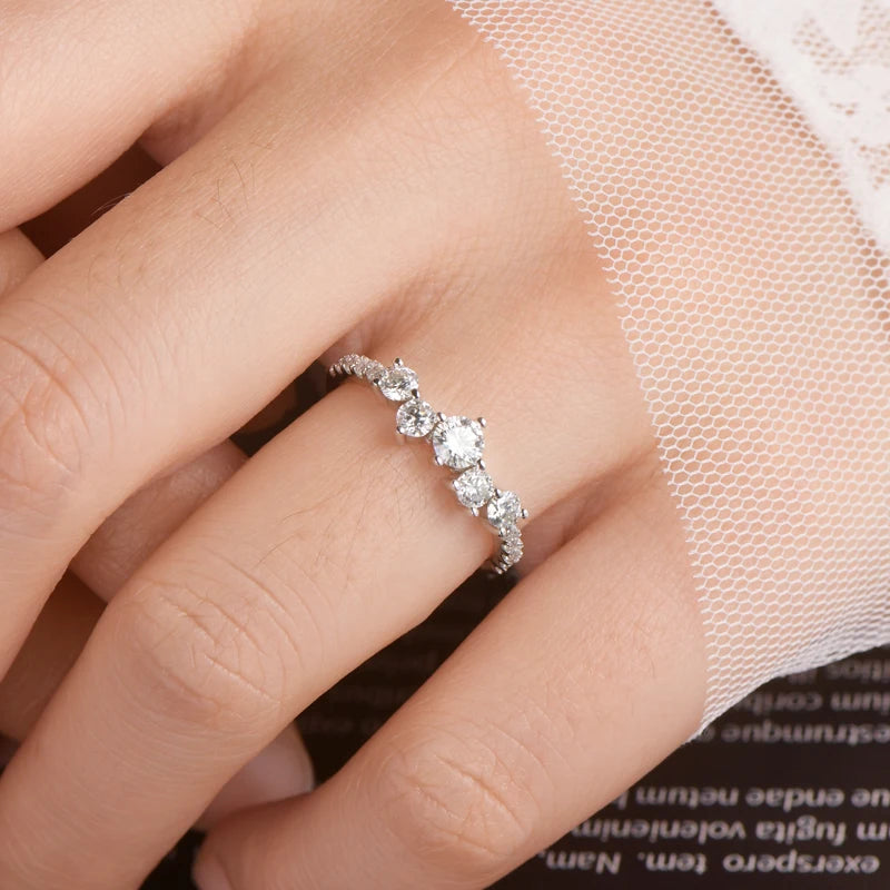 Womens Silver Plated 18k Gold Lab Diamond Moissanite Ring