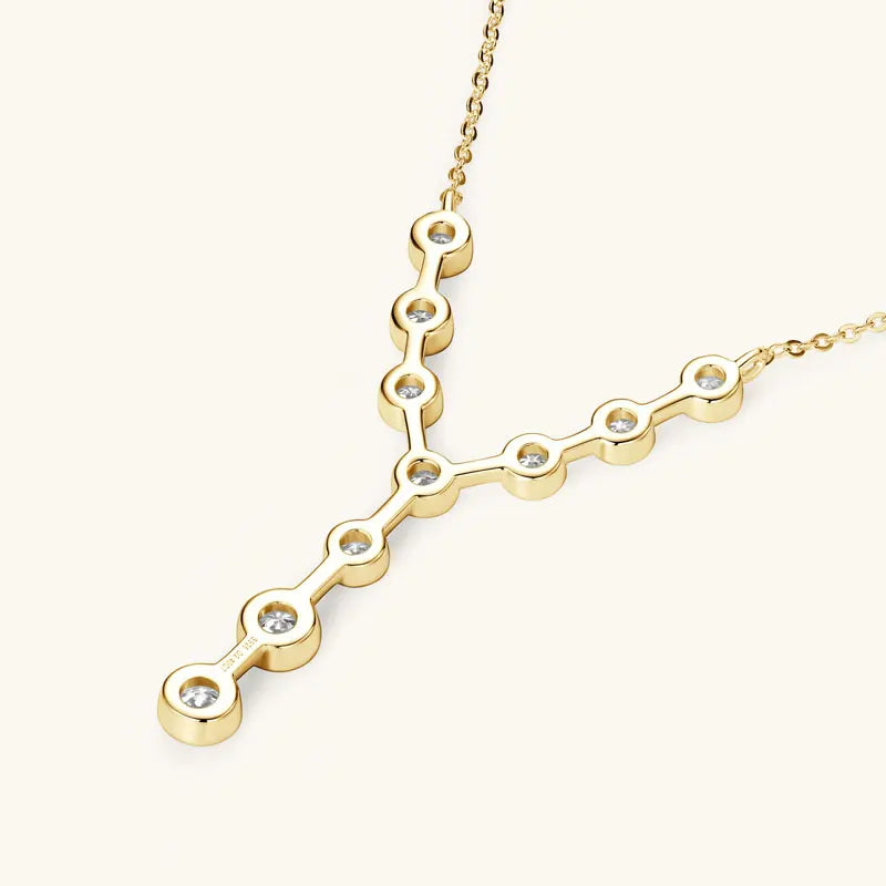 18k Gold Plated 7 stone Y Shape Moissanite Diamond Necklace