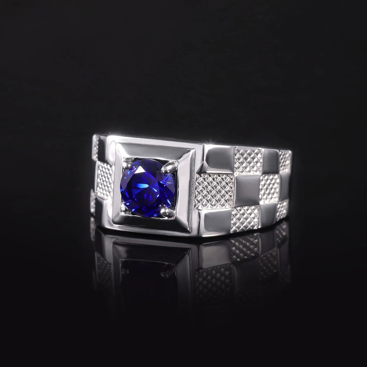 925 Sterling Silver Blue Sapphire Ring For Men