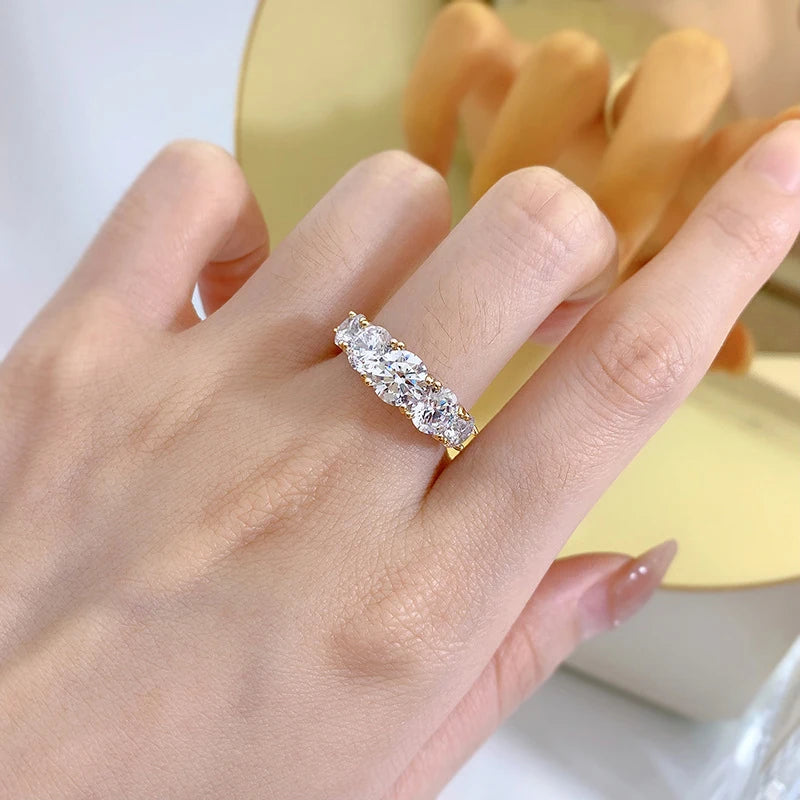 Womens 5 Stone Moissanite Diamonds Engagement Wedding Bands