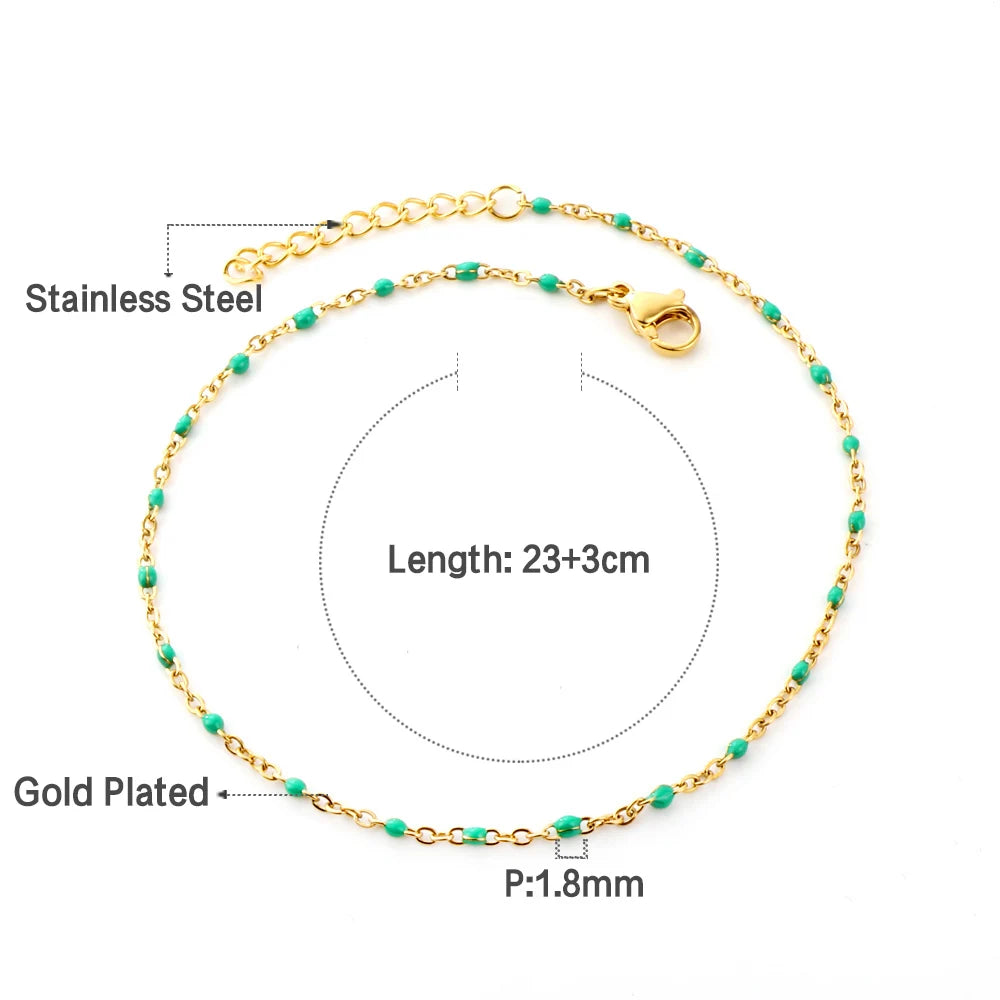 Stainless Steel Anklet for Women Cubic Zirconia Crystal Charm.