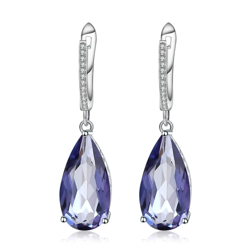 Women's 925  Sterling Silver Green Agate Drop Earrings