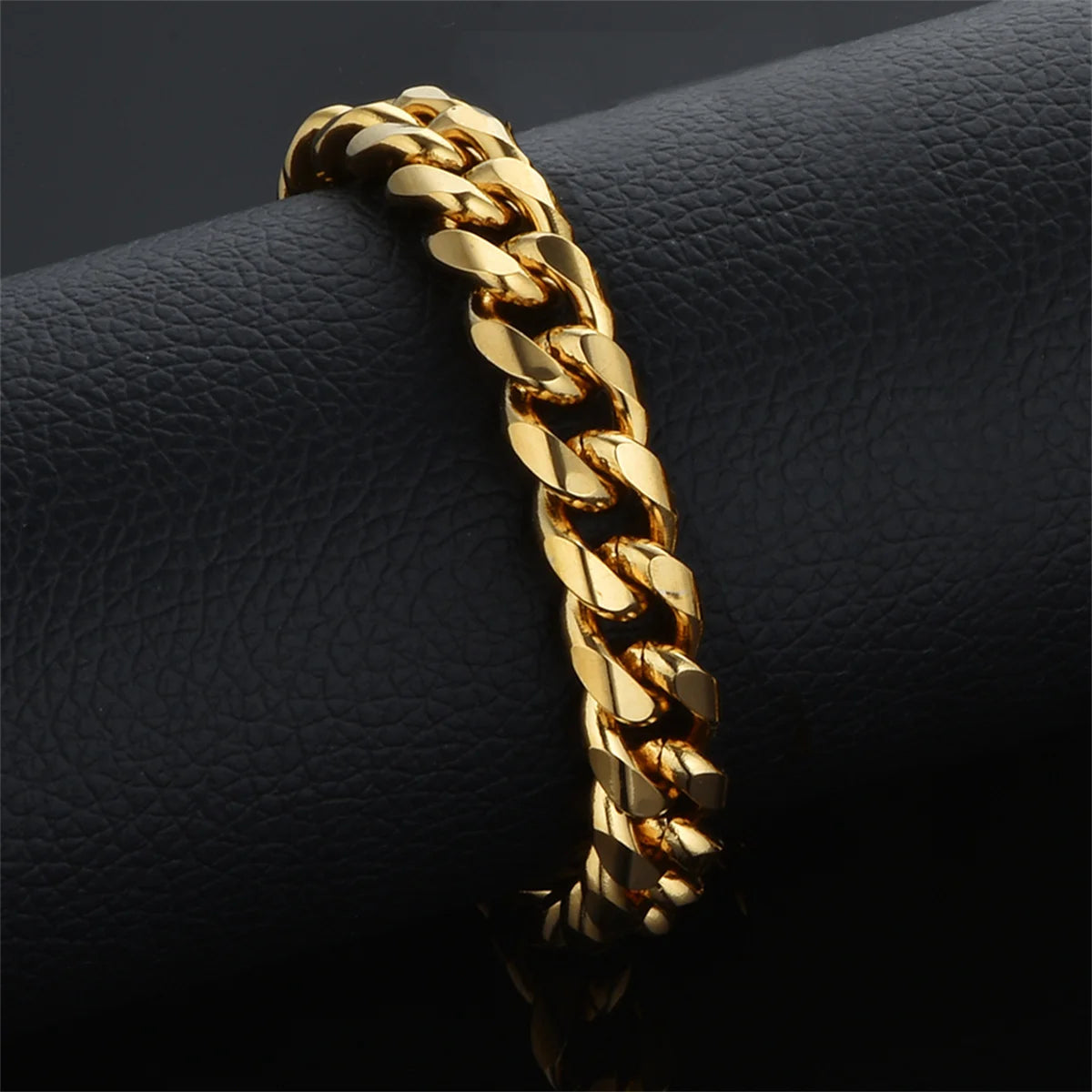 Miami Cuban Link Chain Bracelet For Men, Gold Silver Color