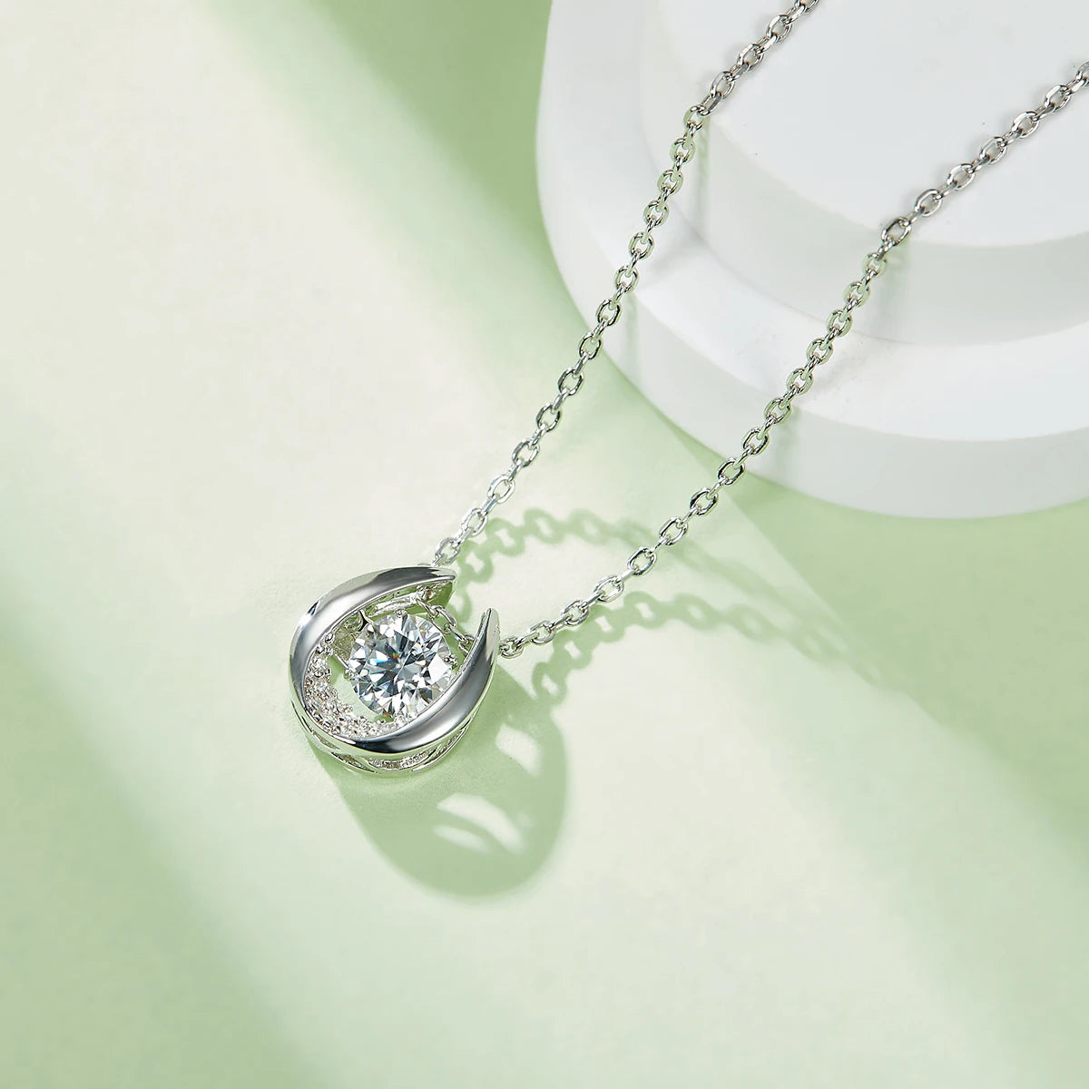 Women's Sterling Silver Diamond Twinkle Moissanite Necklace