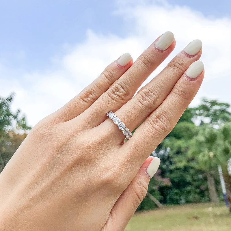 Women's Cushion Cut Sona Simulated Diamond Eternity Rings