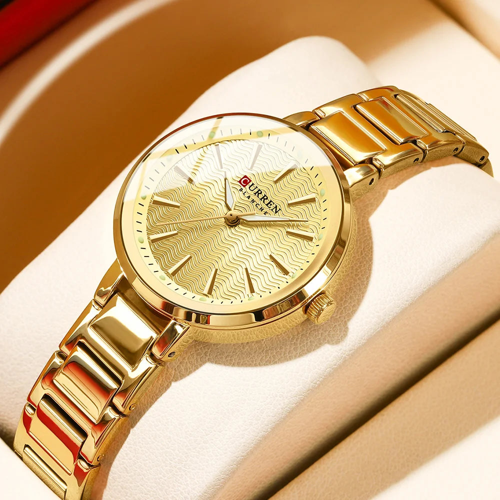 Womens Stainless Steel  Waterproof Luminous Wristwatch