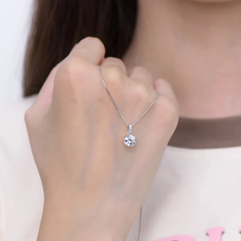 Women's Moissanite Box Chain 925 Sterling Silver Necklace