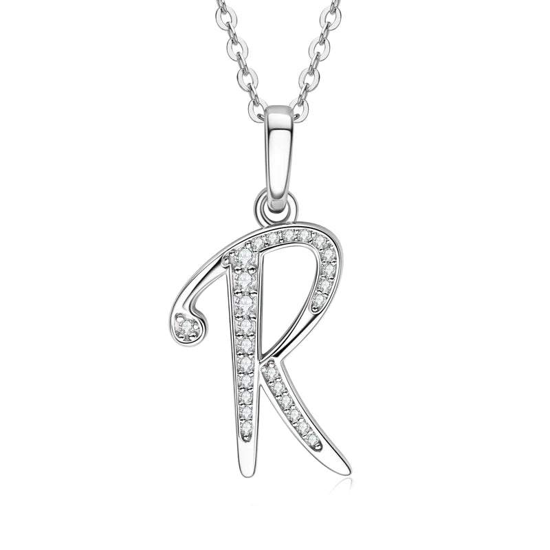 Couples Letter Initial Name Moissanite Necklace 925 Silver