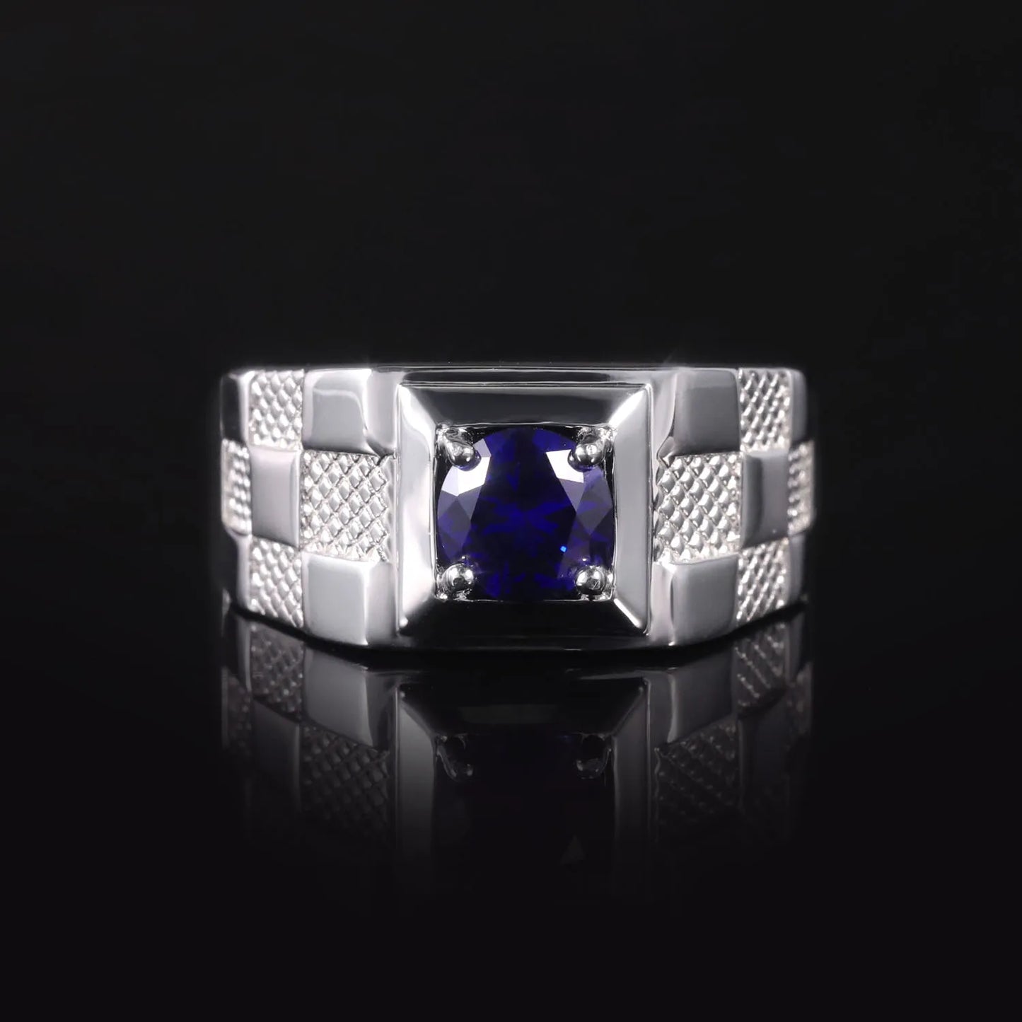925 Sterling Silver Blue Sapphire Ring For Men