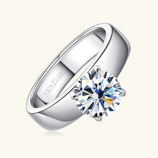 Women's Sterling  Sliver Moissanite Wedding Engagement Ring