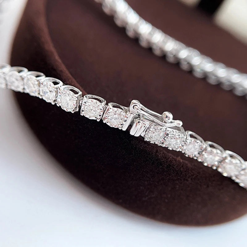 18K White Gold Diamond 1.0-2.0ct Trapezium Tennis Bracelet For Woman