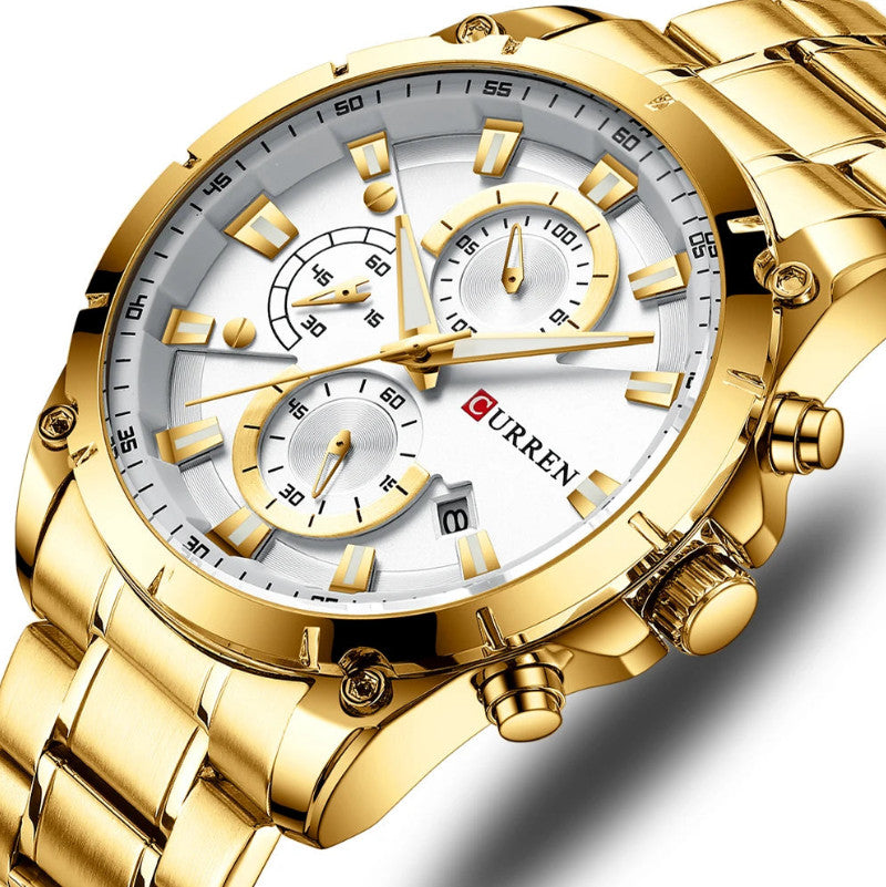 Men's Luxury Sport Quartz Gold  Wristwatch