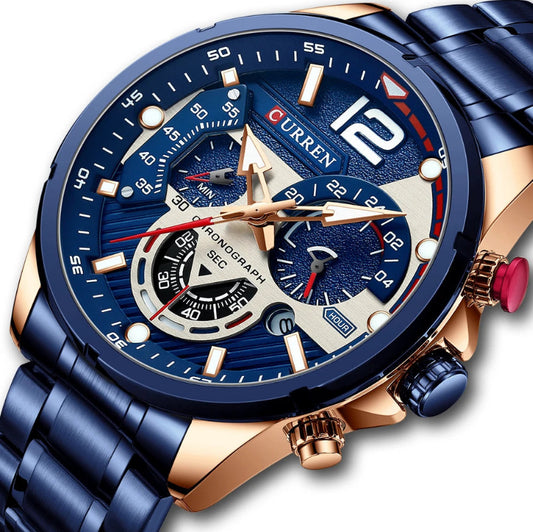 Men's Stainless Steel Quartz Chronograph Luminous Watches