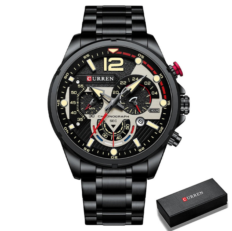 Men's Stainless Steel Quartz Chronograph Luminous Watches