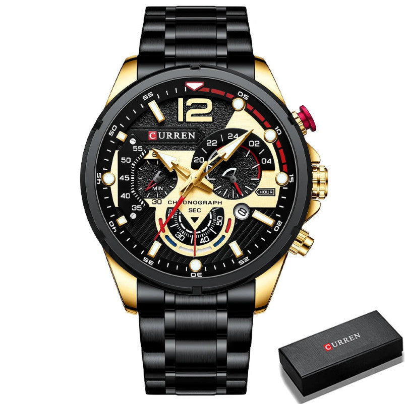 Men's Stainless Steel Quartz Chronograph Luminous Watches