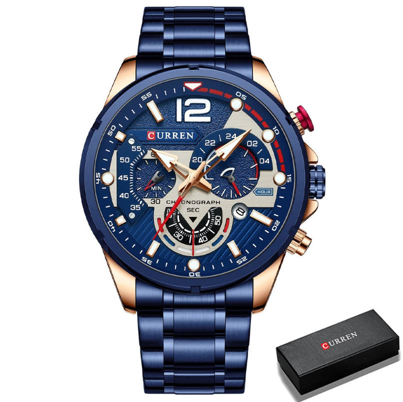Men's Stainless Steel Quartz Chronograph Luminous Watches