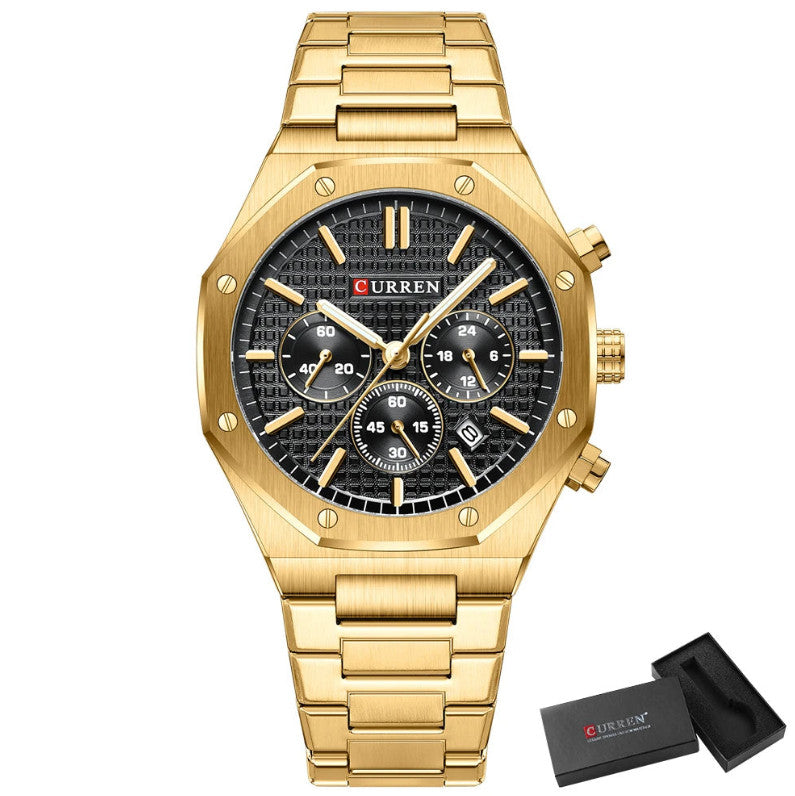 Men's Stainless Steel Quartz Waterproof Watch