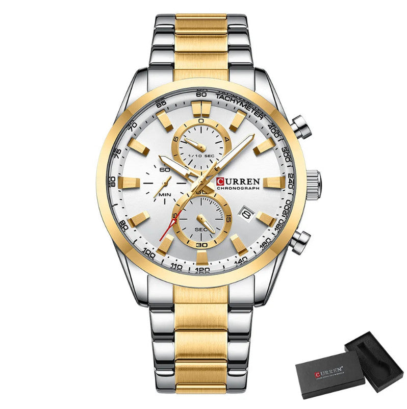 Mens Classic Stainless Steel  Quartz Watch