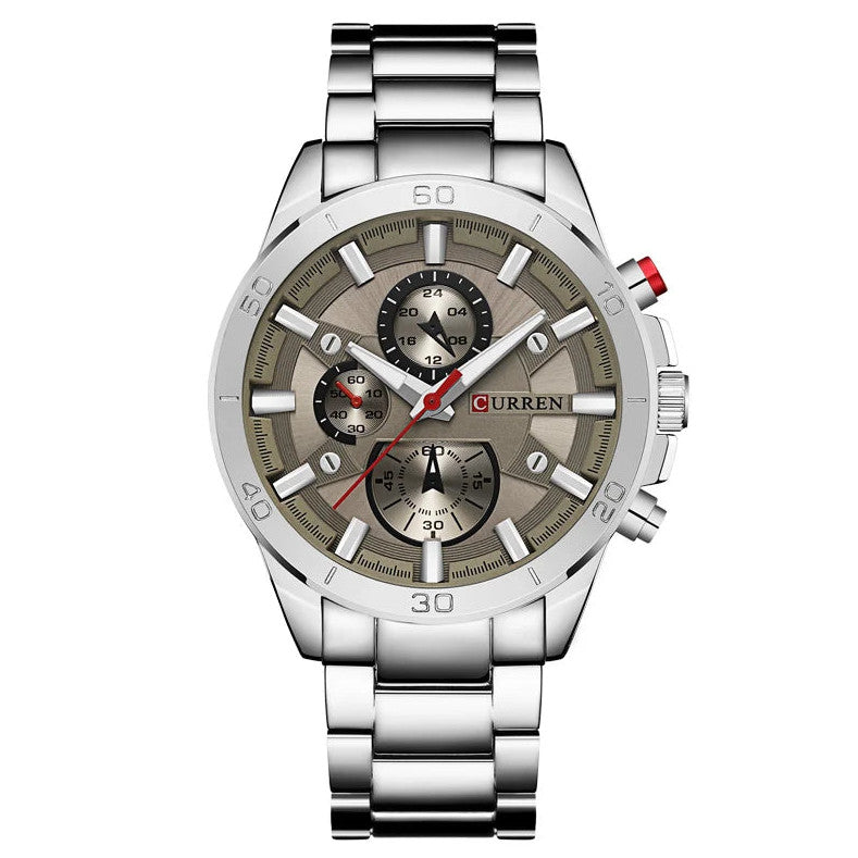 Mens Stainless Steel Casual Quartz Analog Sport Watch