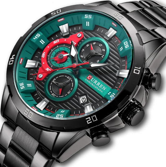 Mens Stainless Steel Luminous Chonograph Sports Watch