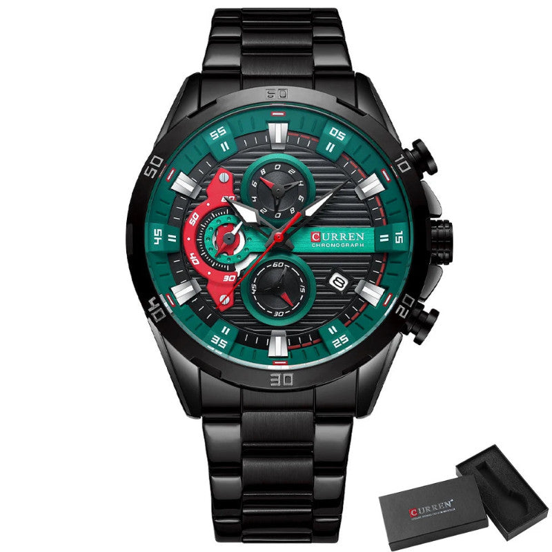 Mens Stainless Steel Luminous Chonograph Sports Watch
