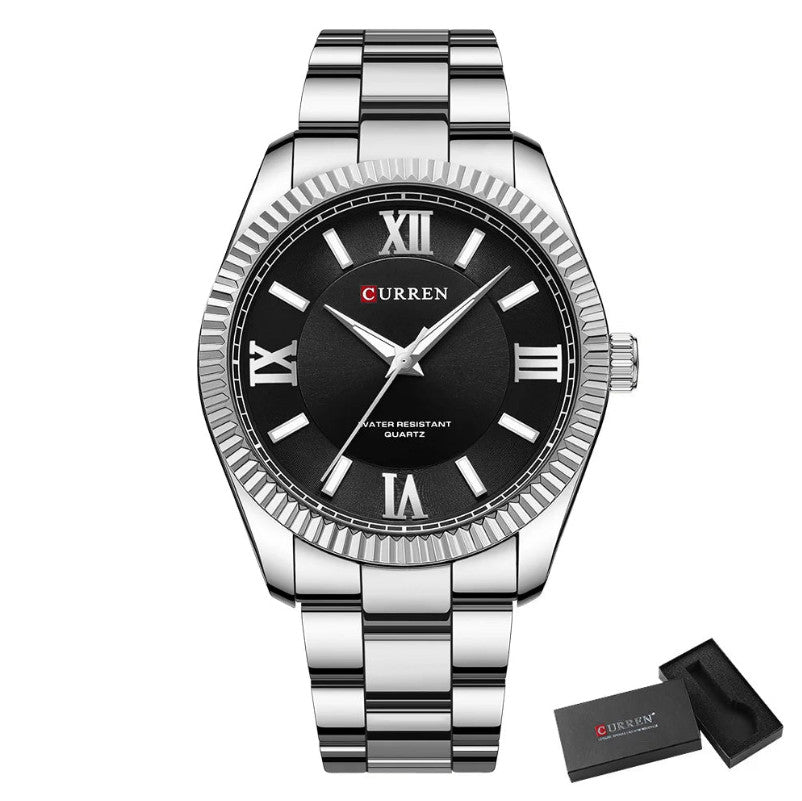 Mens Thin Stainless Steel Business Quartz Watch