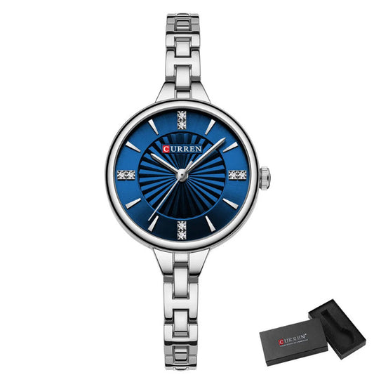 Womans Stainless Steel Dress Diamond Quartz Watch