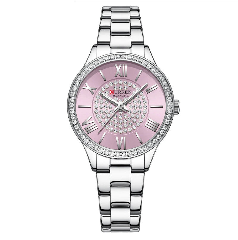 Womens  Stainless Steel Rose Gold Luminous Quartz watch